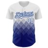 Custom White Royal 3D Pattern Design Gradient Square Shapes Authentic Baseball Jersey - Image 2