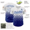 Custom White Royal 3D Pattern Design Gradient Square Shapes Authentic Baseball Jersey - Image 3