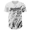 Custom White Black-Gray 3D Pattern Design Abstract Splash Authentic Baseball Jersey - Image 2