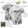 Custom White Black-Gray 3D Pattern Design Abstract Splash Authentic Baseball Jersey - Image 3