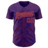 Custom Purple Orange 3D Pattern Design Curve Lines Authentic Baseball Jersey - Image 2