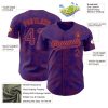 Custom Purple Orange 3D Pattern Design Curve Lines Authentic Baseball Jersey - Image 3