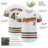 Custom White Kelly Green-Orange Line Authentic Baseball Jersey - Image 3