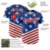 Custom Royal Red-White 3D American Flag Patriotic Authentic Baseball Jersey - Image 3