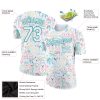 Custom White Aqua 3D Pattern Design Hawaii Summer Holiday Performance T-Shirt - Image 2