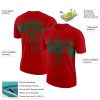 Custom Red Kelly Green 3D Pattern Design Dripping Splatter Art Performance T-Shirt - Image 2