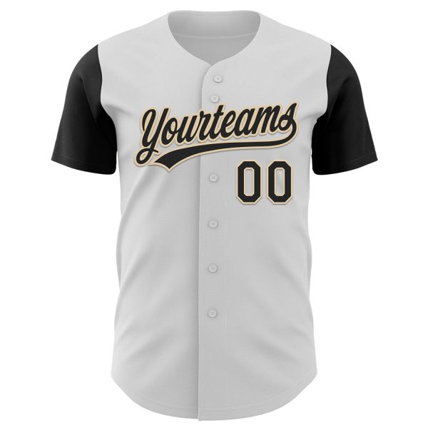 Custom White Black-City Cream 3D Halloween Authentic Baseball Jersey - Image 2