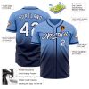Custom Light Blue White-Navy Authentic Fade Fashion Baseball Jersey - Image 2