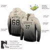 Custom Stitched Cream Black Fade Fashion Sports Pullover Sweatshirt Hoodie - Image 2