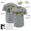 Custom Gray Green Pinstripe Old Gold Authentic Baseball Jersey - Image 3