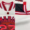 Custom White Red-Navy Skull Fashion 3D Bomber Full-Snap Varsity Letterman Jacket - Image 2