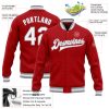 Custom Red White-Gray Bomber Full-Snap Varsity Letterman Jacket - Image 3