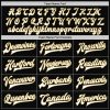 Custom Black White Pinstripe Old Gold Bomber Full-Snap Varsity Letterman Jacket - Image 4