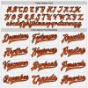 Custom White Black Pinstripe Orange Bomber Full-Snap Varsity Letterman Jacket - Image 4