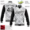 Custom White Black Check Board 3D Pattern Design Bomber Full-Snap Varsity Letterman Jacket - Image 5