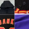 Custom Purple Sky Blue Pink-Black Bomber Full-Snap Varsity Letterman Two Tone Hoodie Jacket - Image 2