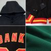 Custom Green Old Gold-Black Bomber Full-Snap Varsity Letterman Hoodie Jacket - Image 2