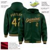 Custom Green Old Gold-Black Bomber Full-Snap Varsity Letterman Hoodie Jacket - Image 3
