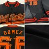 Custom Black White-Old Gold Bomber Varsity Letterman Zipper Jacket - Image 2