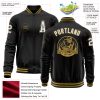 Custom Black White-Old Gold Bomber Varsity Letterman Zipper Jacket - Image 3
