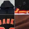 Custom Brown Neon Green-White Bomber Full-Snap Varsity Letterman Hoodie Jacket - Image 2