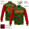 Custom Green Red-Gold Christmas 3D Bomber Full-Snap Varsity Letterman Jacket - Image 5