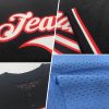 Custom Light Blue Yellow-Navy Mesh Authentic Throwback Baseball Jersey - Image 2