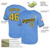 Custom Light Blue Yellow-Navy Mesh Authentic Throwback Baseball Jersey - Image 3