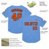 Custom Light Blue Orange-Black Mesh Authentic Throwback Baseball Jersey - Image 3