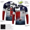 Custom Red Black-Navy 3D Texas Flag And Fish Fishing Long Sleeve Performance T-Shirt - Image 2