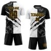 Custom Graffiti Pattern Black-Gold Scratch Sublimation Soccer Uniform Jersey - Image 2