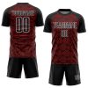 Custom Black Red-White Abstract Geometric Shapes Sublimation Soccer Uniform Jersey - Image 2