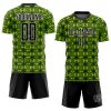 Custom Neon Green Black-White Geometric Shapes Sublimation Soccer Uniform Jersey - Image 2