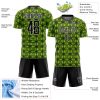 Custom Neon Green Black-White Geometric Shapes Sublimation Soccer Uniform Jersey - Image 4