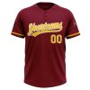 Custom Crimson Yellow-White Two-Button Unisex Softball Jersey - Image 2
