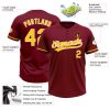 Custom Crimson Yellow-White Two-Button Unisex Softball Jersey - Image 3