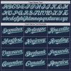 Custom Navy Teal Pinstripe Gray Two-Button Unisex Softball Jersey - Image 4