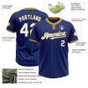 Custom Royal Old Gold Pinstripe White Two-Button Unisex Softball Jersey - Image 3