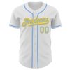 Custom White Light Blue-Yellow Authentic Baseball Jersey - Image 2