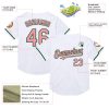 Custom White Medium Pink-Green Mesh Authentic Throwback Baseball Jersey - Image 3