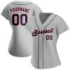 Custom Gray Navy-Orange Authentic Baseball Jersey - Image 2