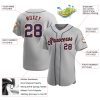 Custom Gray Navy-Orange Authentic Baseball Jersey - Image 3