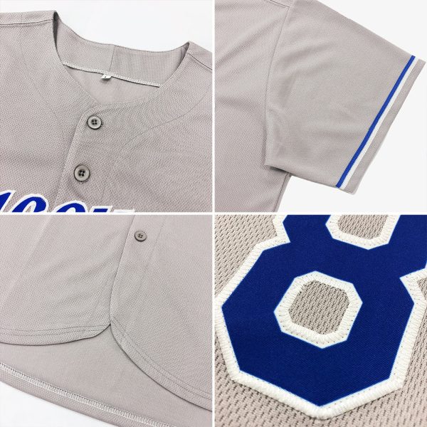 Custom Gray Navy-Orange Authentic Baseball Jersey - Image 6