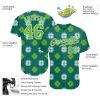 Custom Kelly Green Neon Green-White 3D Pattern Design Authentic St. Patrick's Day Baseball Jersey - Image 3