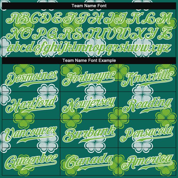 Custom Kelly Green Neon Green-White 3D Pattern Design Authentic St. Patrick's Day Baseball Jersey - Image 4