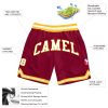 Custom Maroon White-Gold Authentic Throwback Basketball Shorts - Image 2