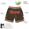 Custom Olive Red-Cream Authentic Throwback Salute To Service Basketball Shorts - Image 2